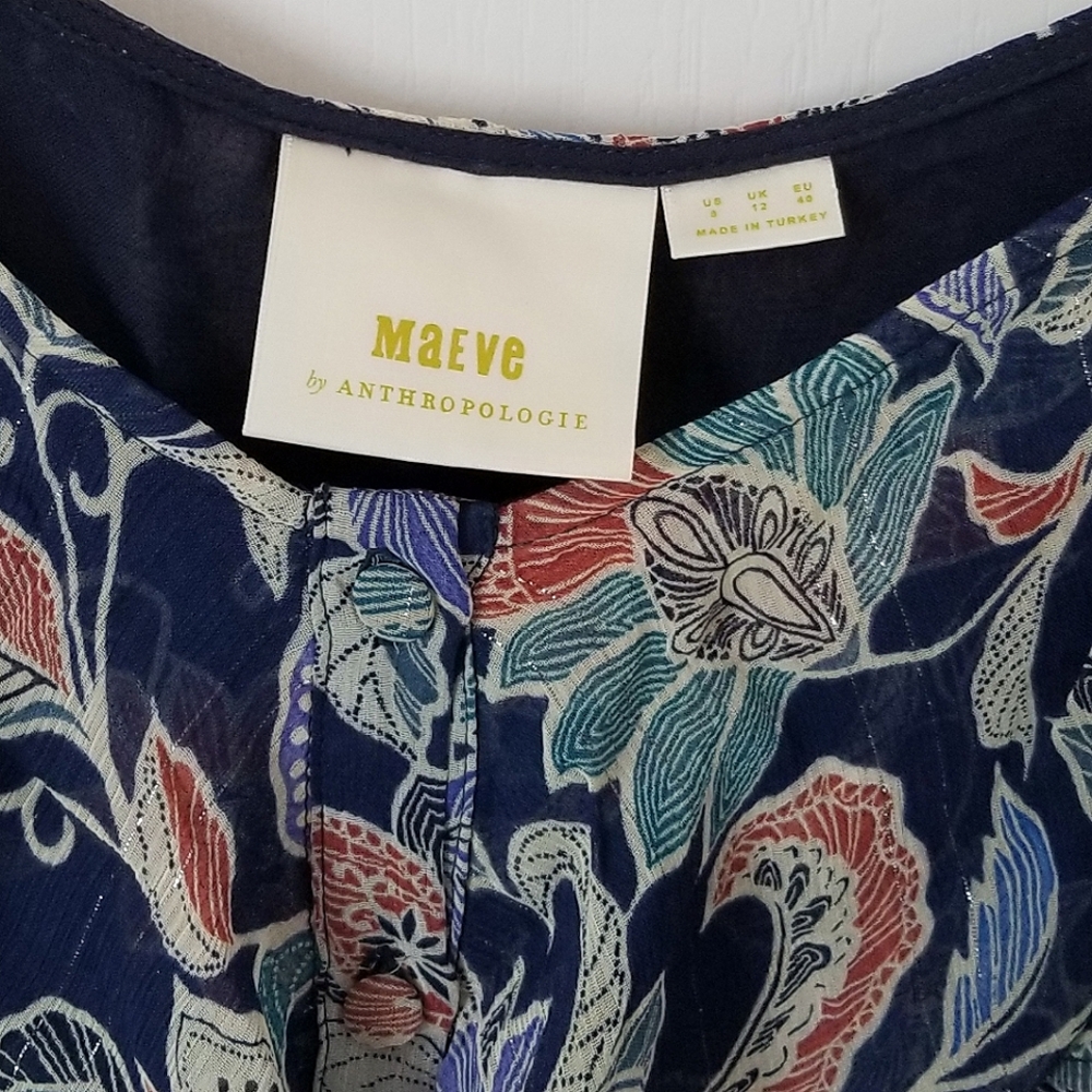 Anthropologie Maeve Mariposa Blouse Top Size 8 Multicolor Open Shoulder … - Picture 6 of 11
